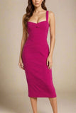 Heidi Bandage Midi Dress Magenta Pink