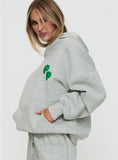Princess Polly Hooded Sweatshirt Bubble Text Grey Marle Green