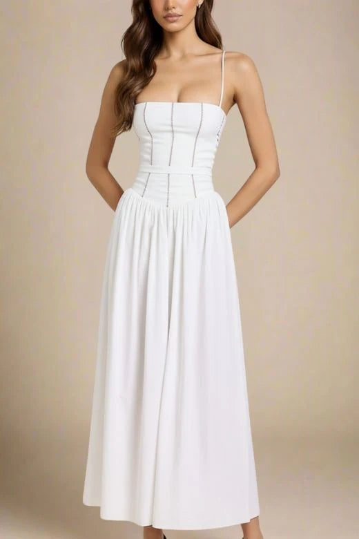 Tasmin Midi Dress White Pearl