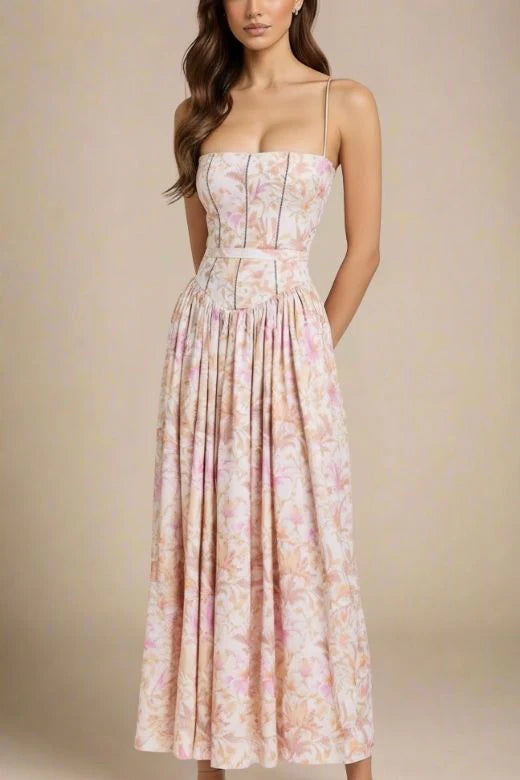 Tasmin Midi Dress Pink Print