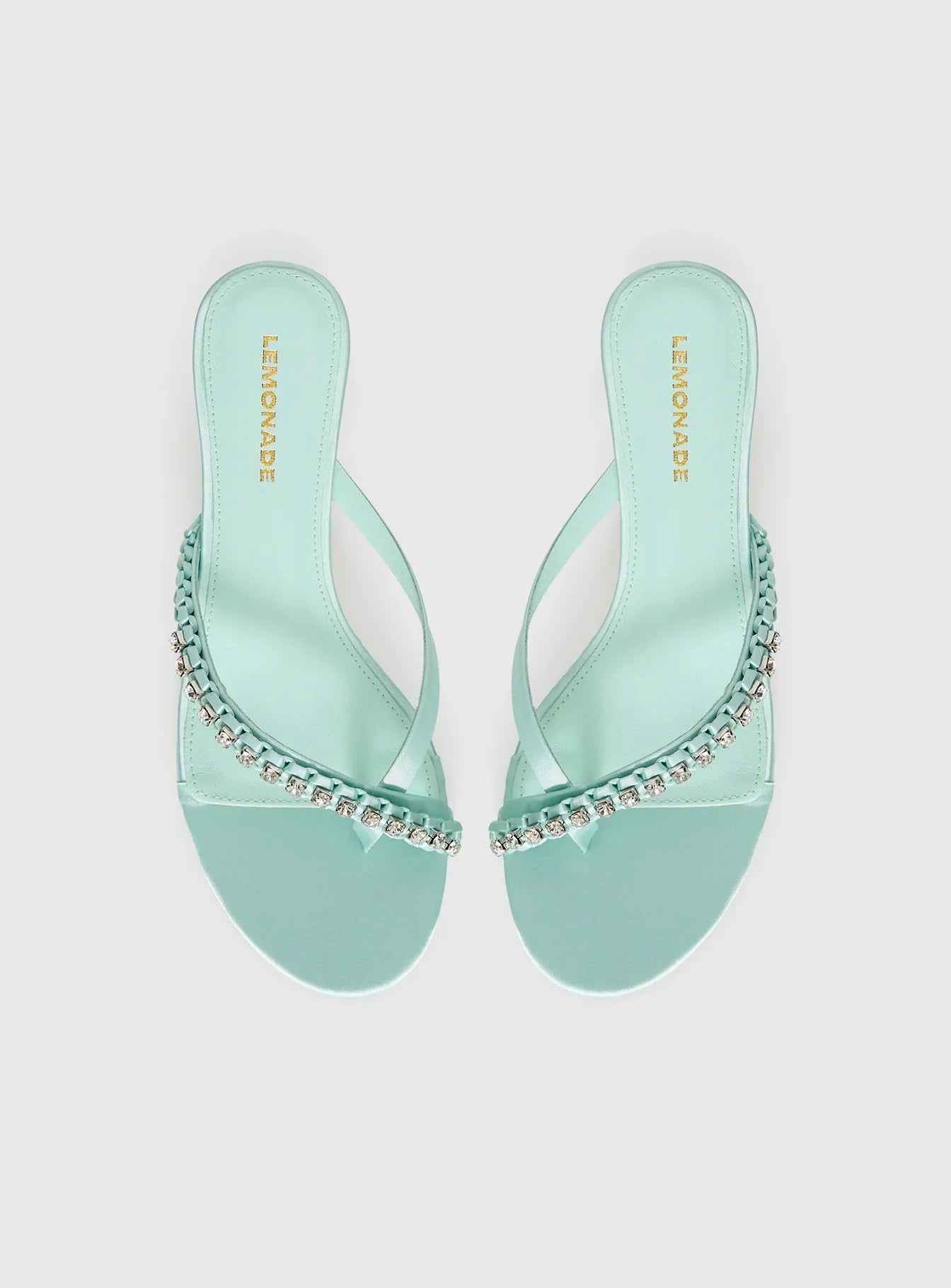 Little Italy Diamante Detail Thong Heels Aqua