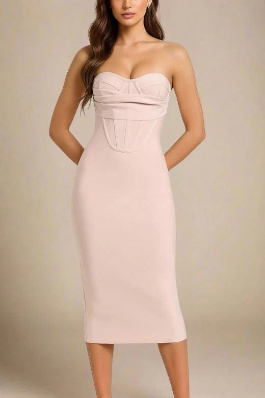 Miles Bodycon Midi Dress Nude