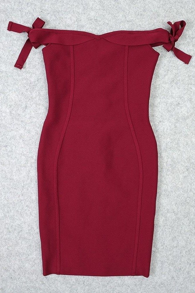 Penelope Bandage Mini Dress Red Wine
