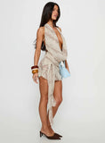 Snakepit Halter Plunge Mini Dress Snake Print