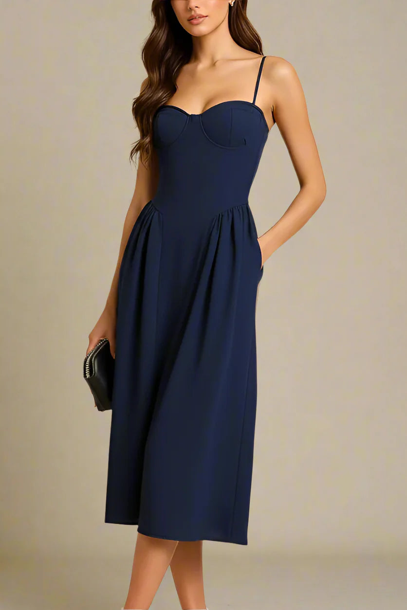 Everly Midi Dress Navy Blue Sale