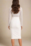 Hazel Long Sleeve Bodycon Dress White Pearl