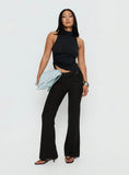 Saveria Tie Detail High Neck Top Black