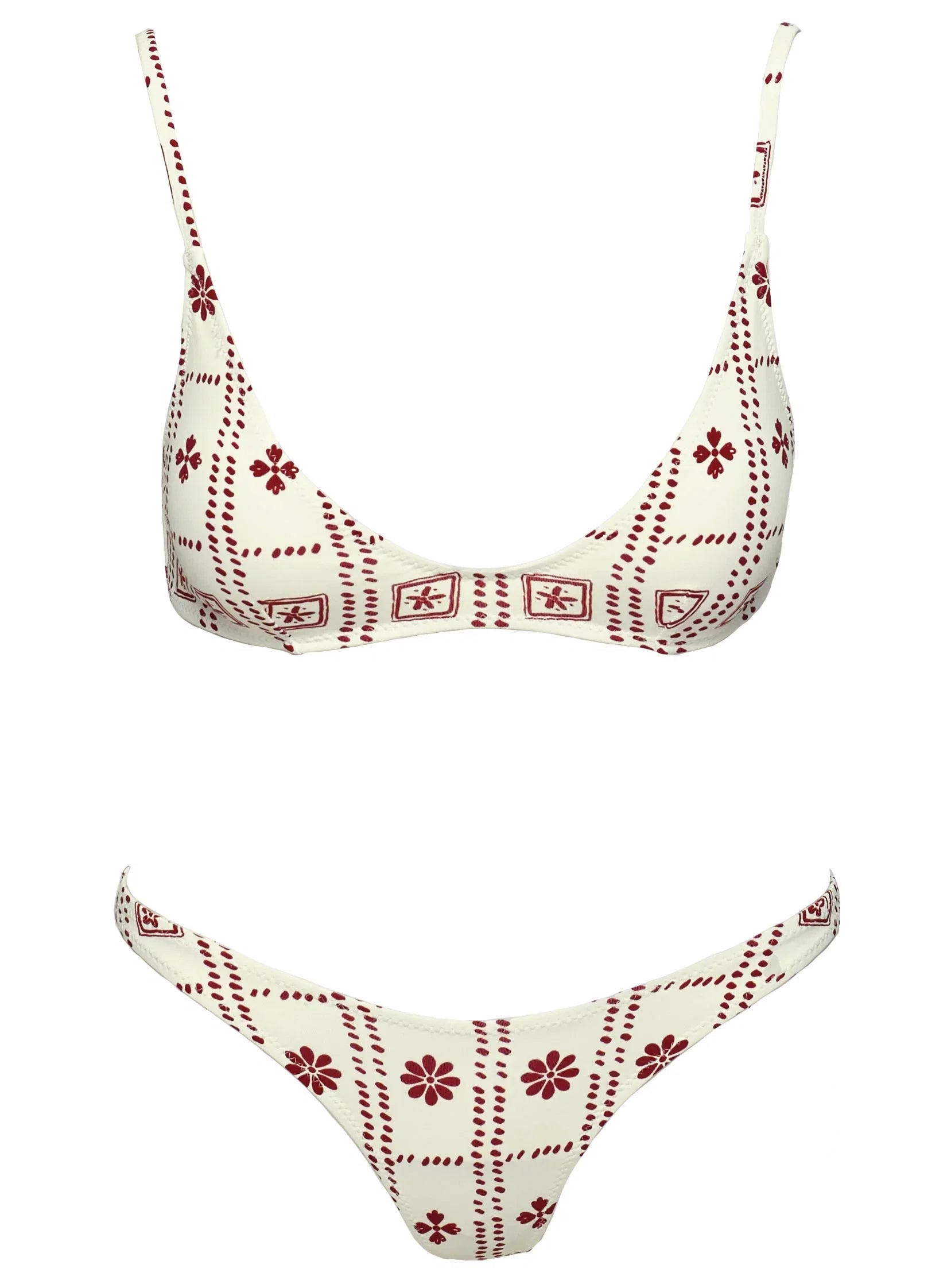Juliette Bikini Top White Red