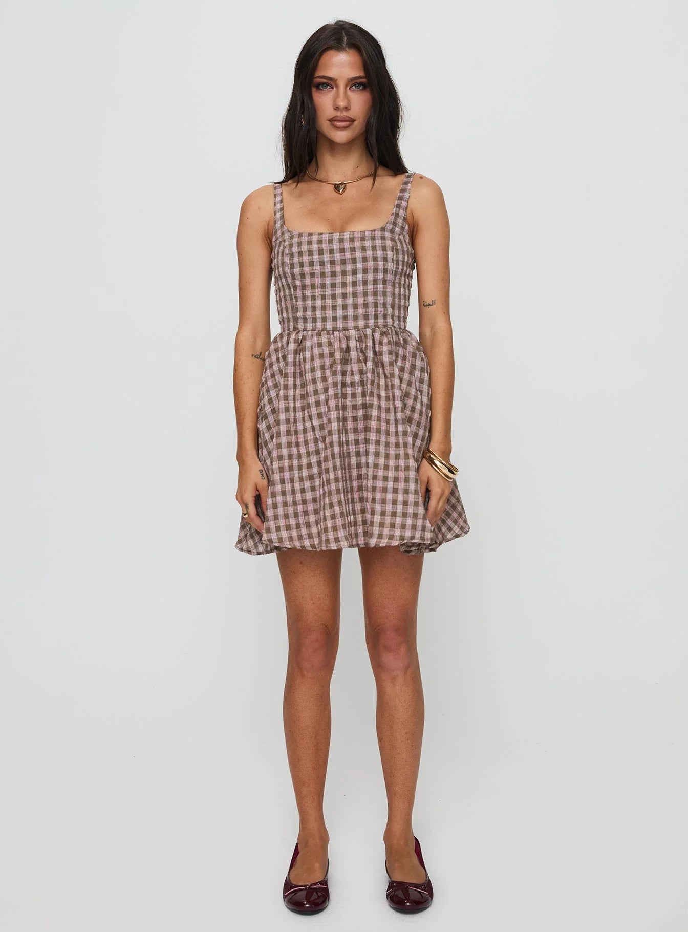 Cartmel Mini Dress Brown Pink