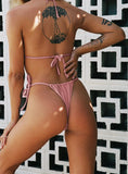 Jenner Tie Side Ruched Bikini Bottom Pink