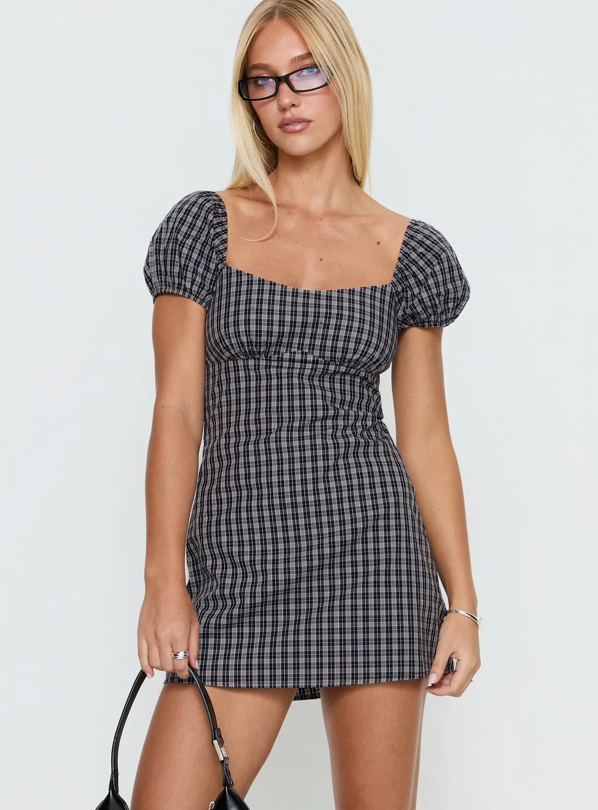 Sorynna Short Sleeve Playsuit Navy Check