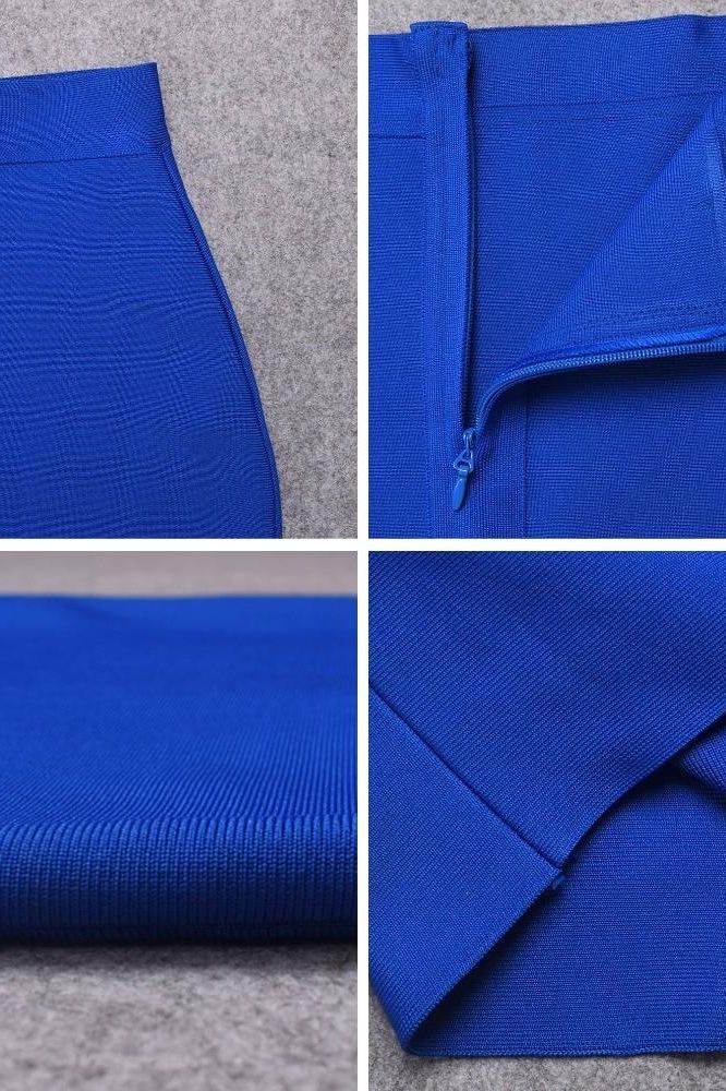 Pencil High Waist Bandage Knee Length Skirt Royal Blue