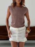 Cousins Knit Mini Skirt White