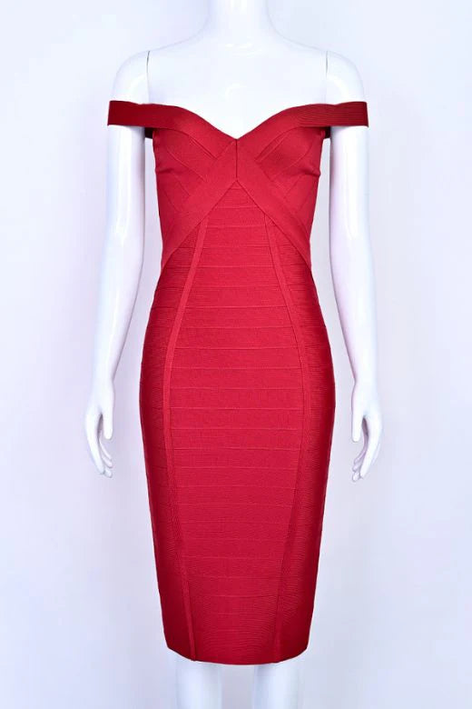 Breanna Bandage Dress Chilli Red