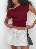 Cloud Tempo Boat Neck Cinched Knit Top Wine
