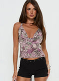 Eboni Multi Wear Cowl Neck Top Purple Multi