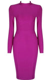 Dee Long Sleeve Bandage Dress Neon Purple