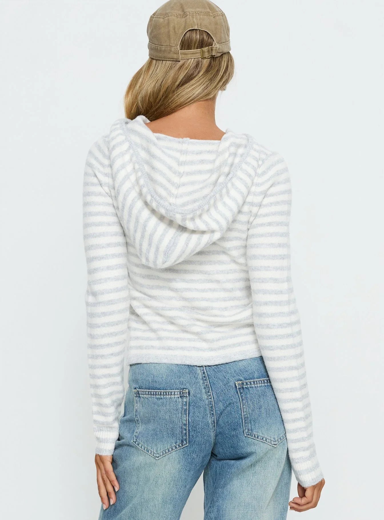 Superstars Zip Through Hoodie Grey / Cream Stripe