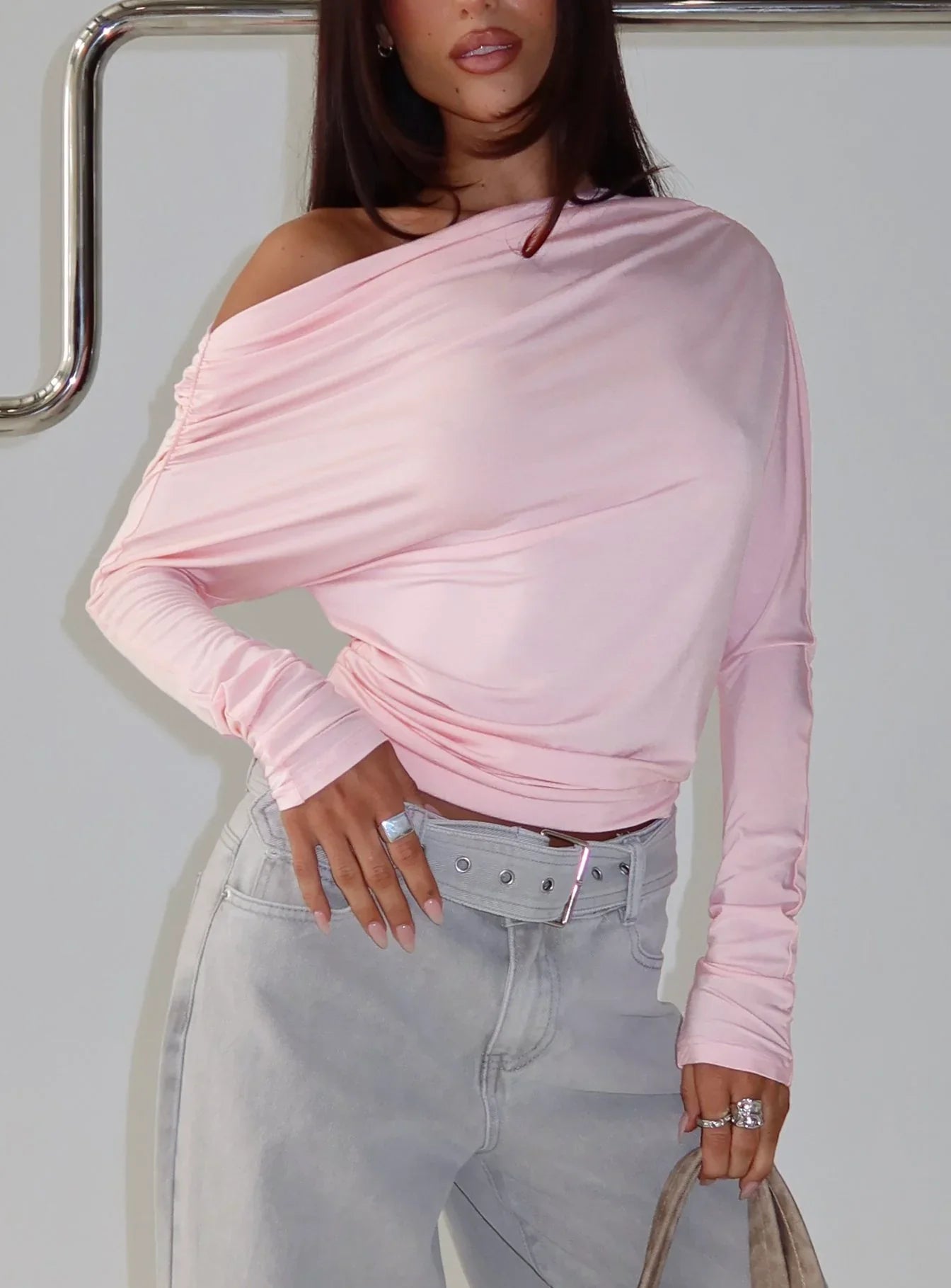 Party Hour Off Shoulder Top Pink