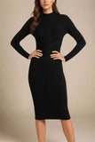 Jane Long Sleeve Bodycon Midi Dress Classic Black Sale