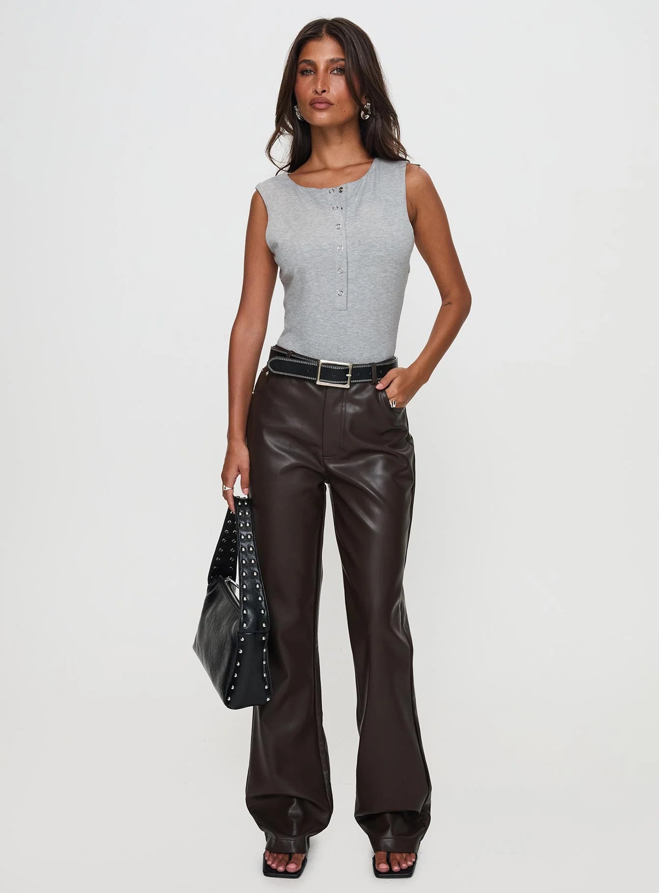 Good Impression Button Up Bodysuit Grey