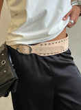 Spheres Stud Belt Beige Silver