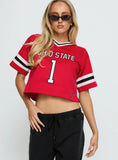 Ohio Cropped Football Jersey Tee Red