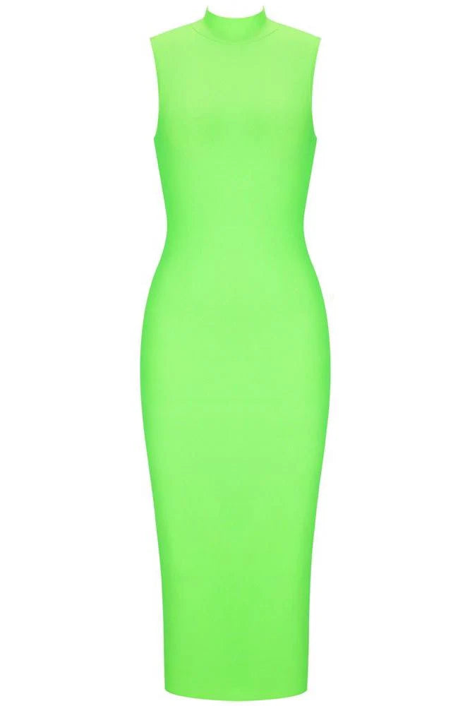 Grace Bandage Midi Dress Neon Green Sale