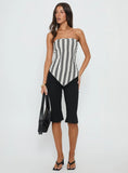 Palo Alto Strapless Scarf Top Black White Stripe