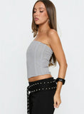 Oscuro Longline Mesh Corset Top Slate