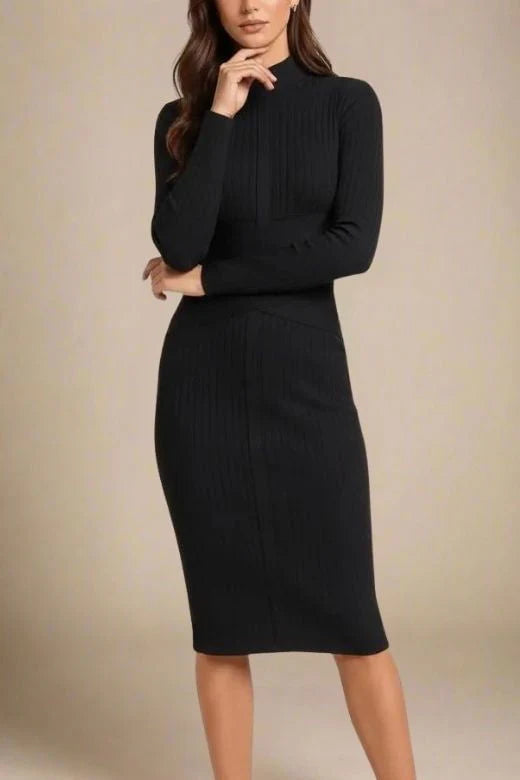 Jane Long Sleeve Bodycon Midi Dress Classic Black