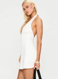 Hollywood Hills Plunge Neck Playsuit White