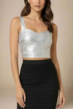 Jay Bandage Leather Crop Top Silver