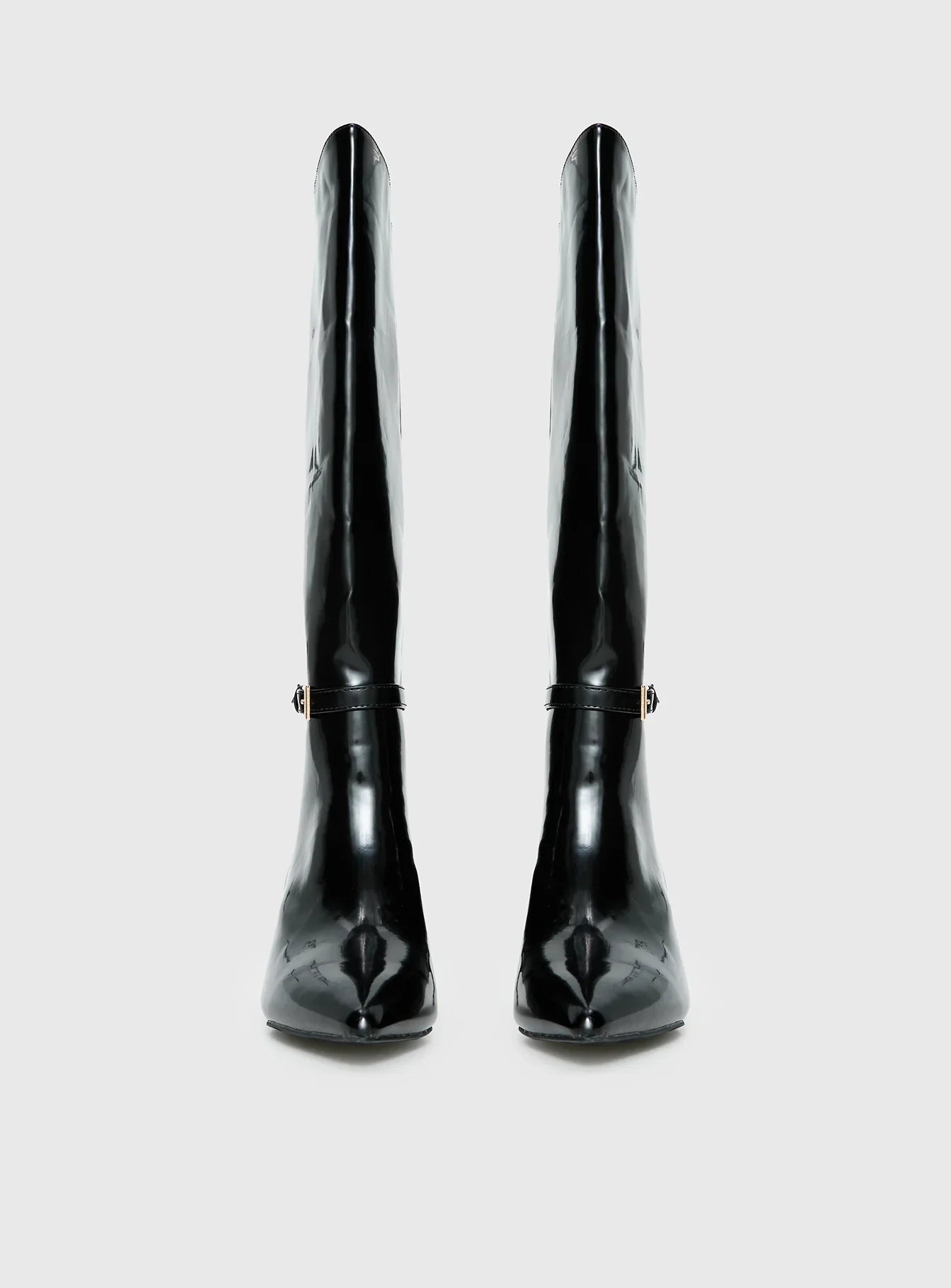 Glazed Knee High Boots Black