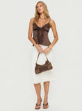 Carmila Satin Tie Detail Top Brown