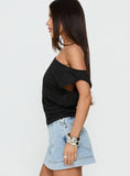 Orvielle Lace Off Shoulder Top Black