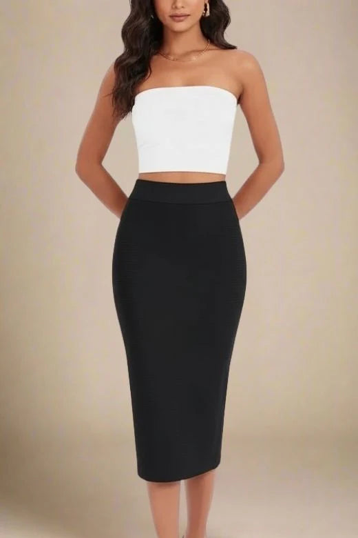 Pencil High Waist Bandage Midi Skirt Classic Black