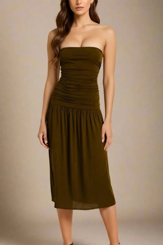 North Bodycon Wrap Midi Dress Chocolate Brown Sale