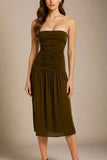 North Bodycon Wrap Midi Dress Chocolate Brown Sale