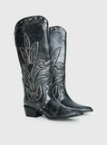Austin Distressed Cowboy Boots Black