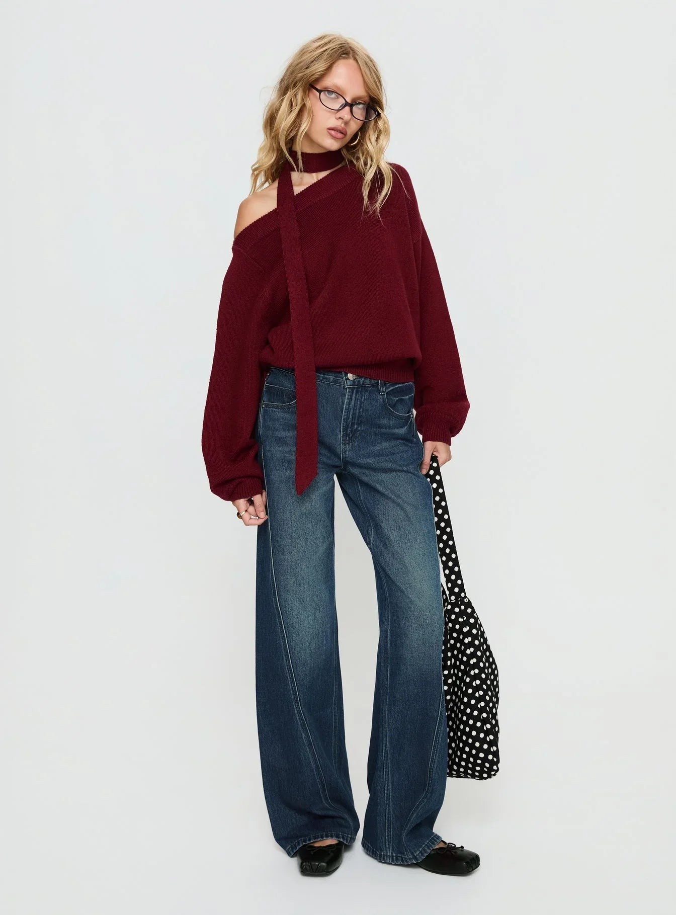 Kellsie High Rise Wide Leg Jeans Dark Blue Wash