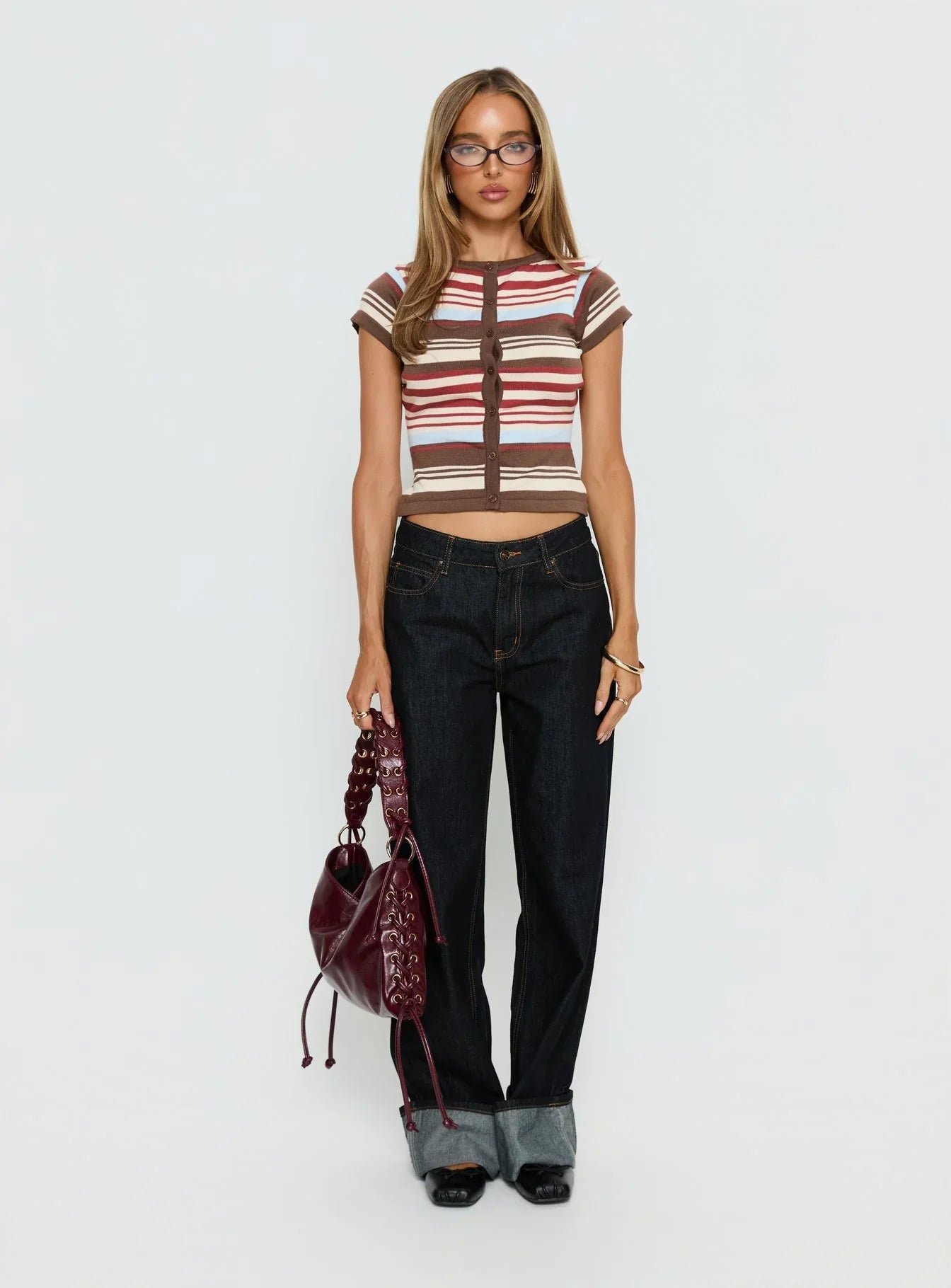 Norelai Short Sleeve Knit Top Multi Stripe