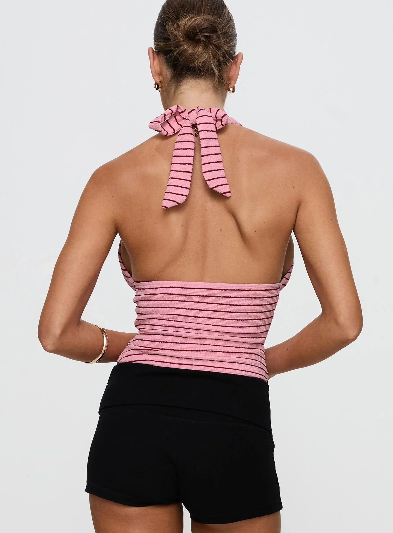 Whimsy Halter Top Pink Red Stripe