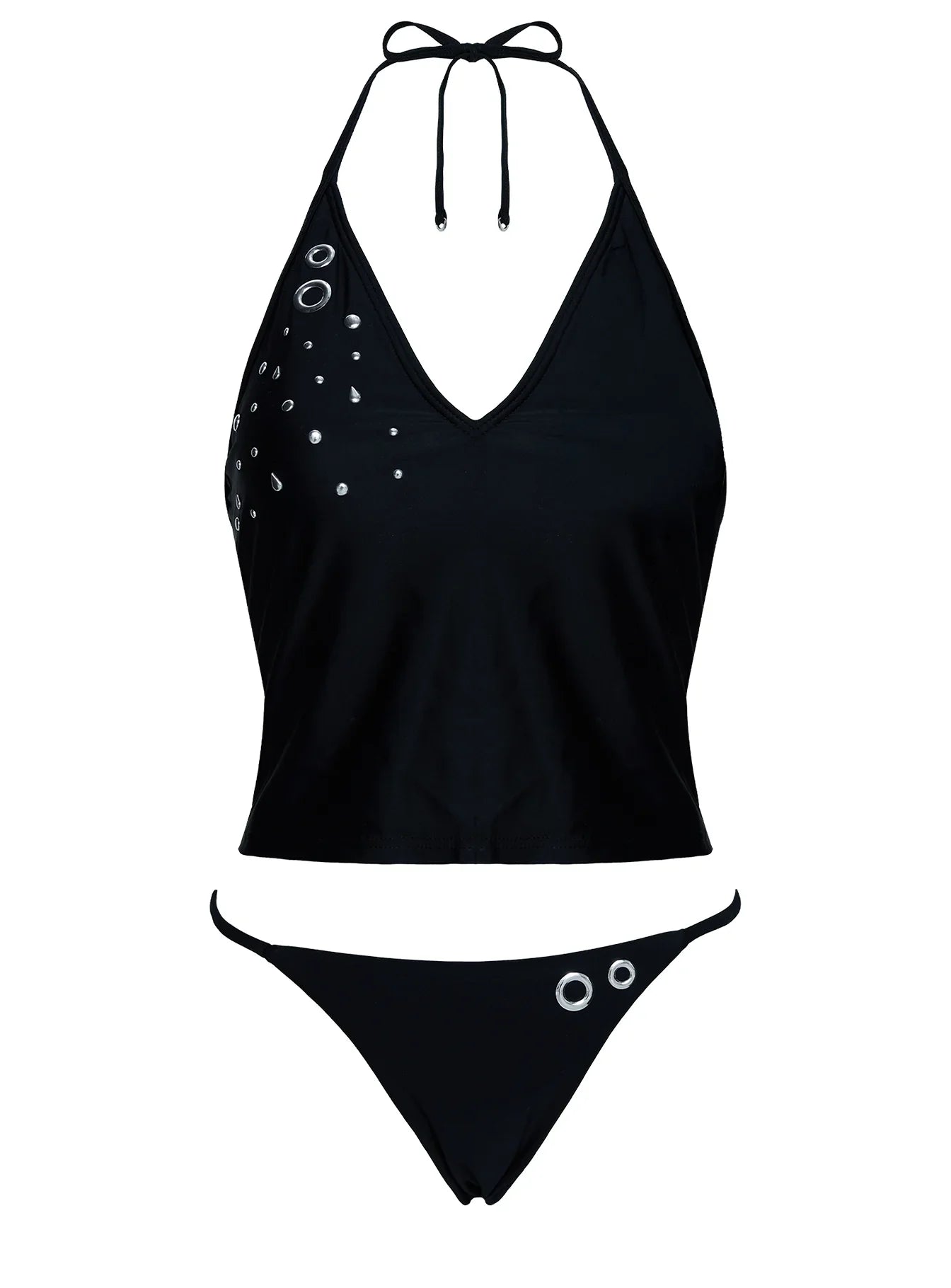 Kelipa Halter Embellished Swim Top Black