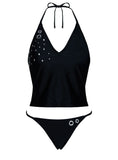 Kelipa Halter Embellished Swim Top Black