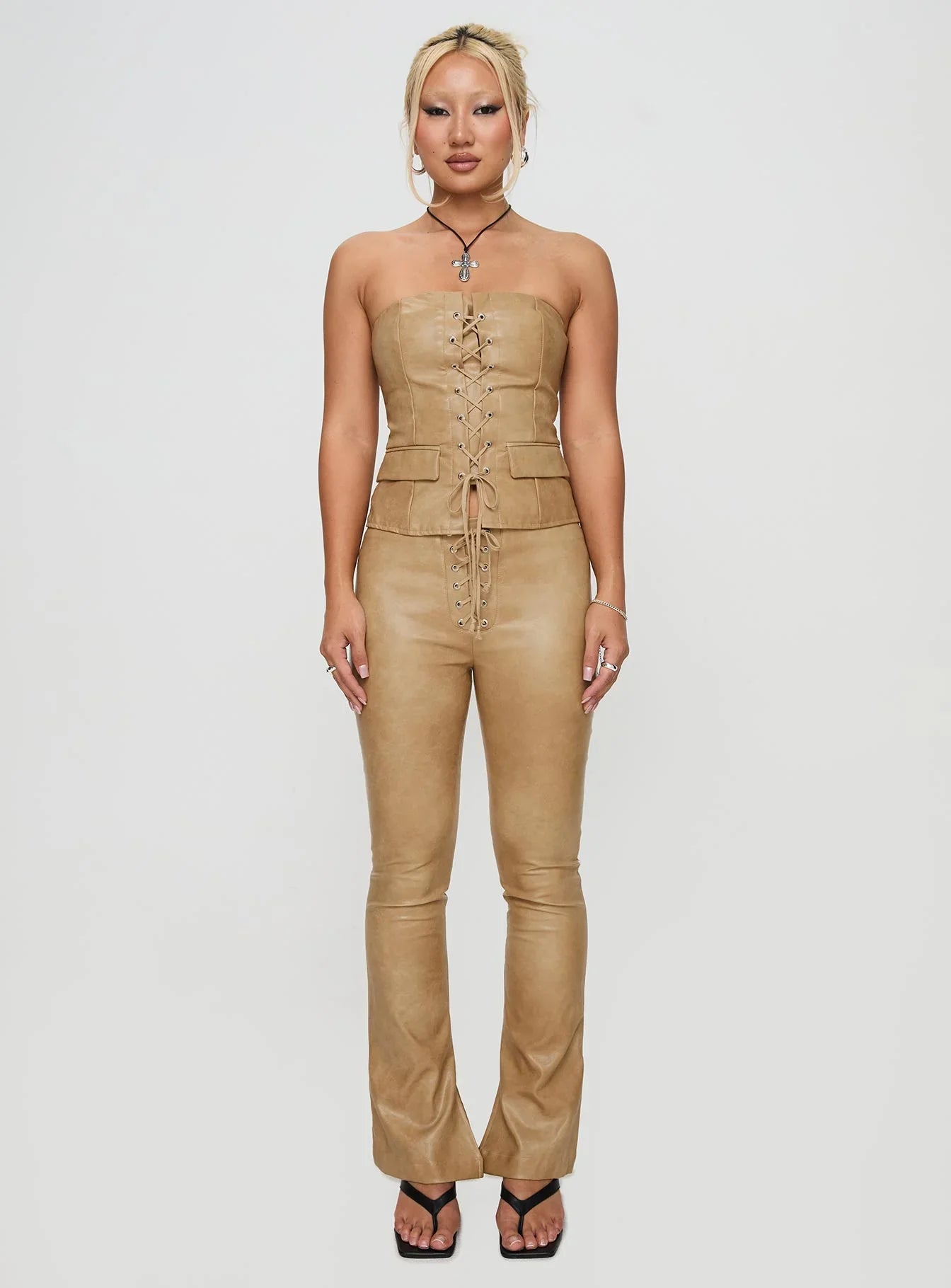 Roddie Lace Up Pants Brown