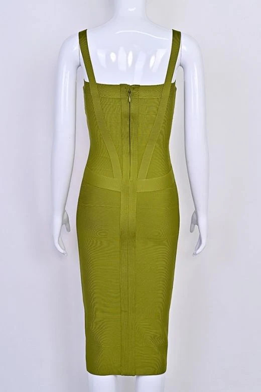 Heidi Bandage Midi Dress Olive Green