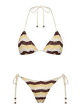 Passiona Sequin Tie Side Bikini Bottom Butter Chocolate