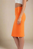 Pencil Bandage Knitted Knee Length Skirt Apricot Orange