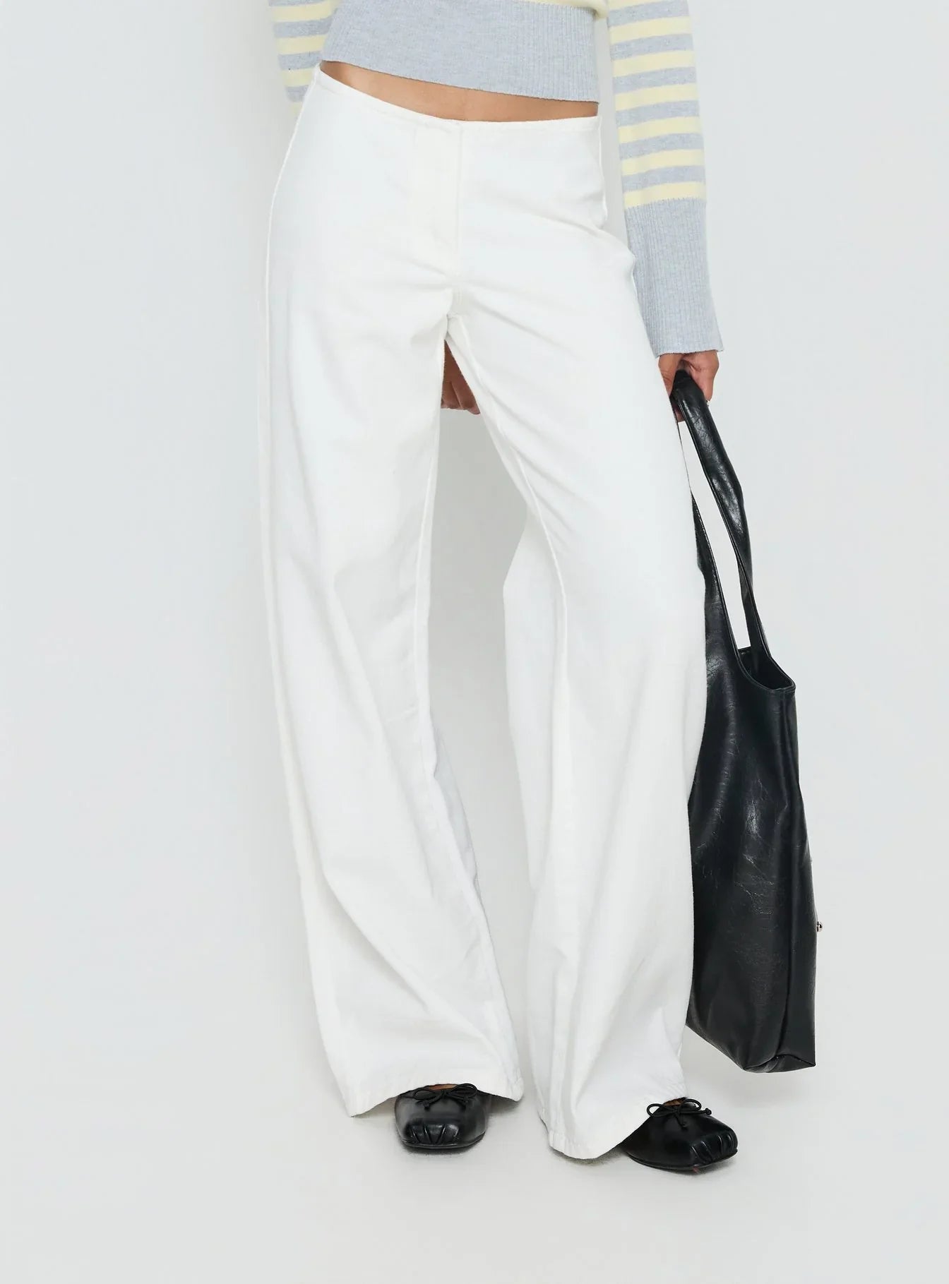Hereos Mid Rise Baggy Leg Jeans White
